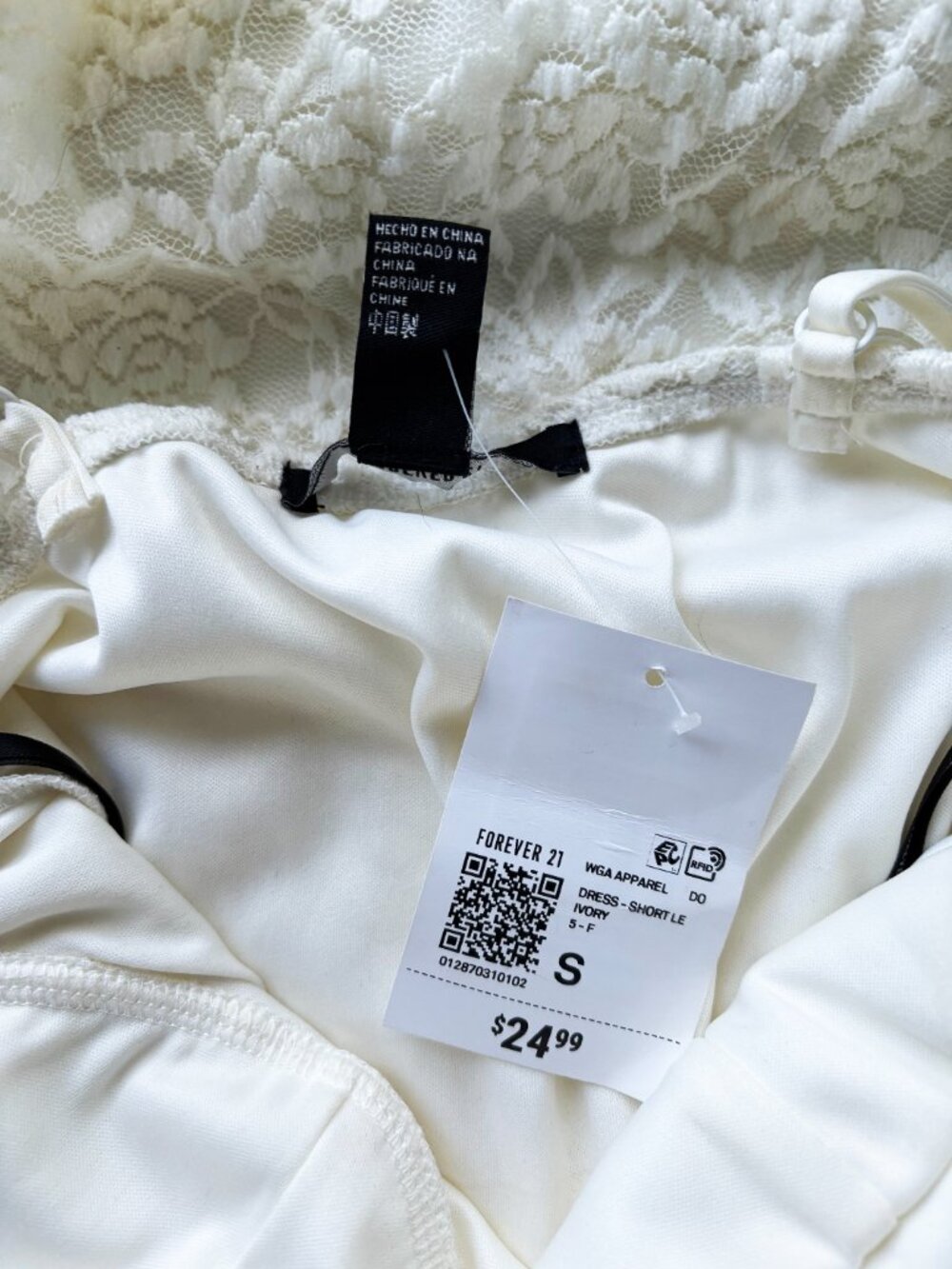 White Lace Camisole Dress Fully Lined by Forever 21. Size S NWT - Picture 7 of 8